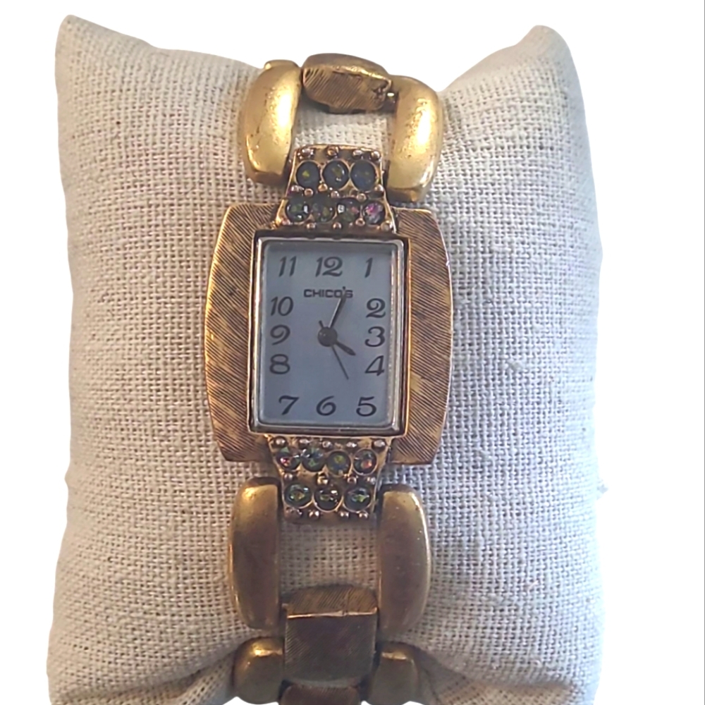 Chico's Gold rustic look Statement wrist watch